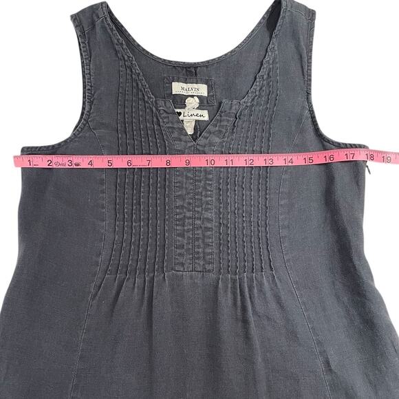 Malvin I love Linen Midi Dress Washed Gray Sz Medium Boho Minimalist Effortless - Picture 7 of 10
